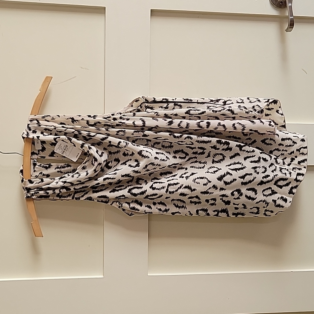 Black and cream animal print silk top